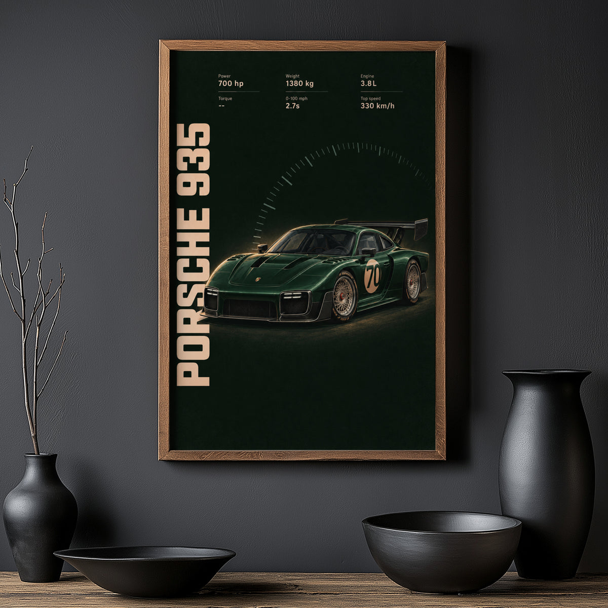 Vintage Porsche 935 Print, Racing Car Wall Art