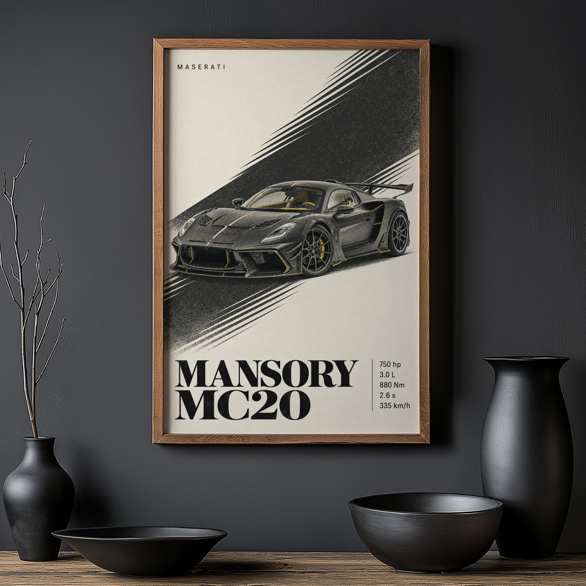 Vintage Maserati MC20 Print, Supercar Wall Art