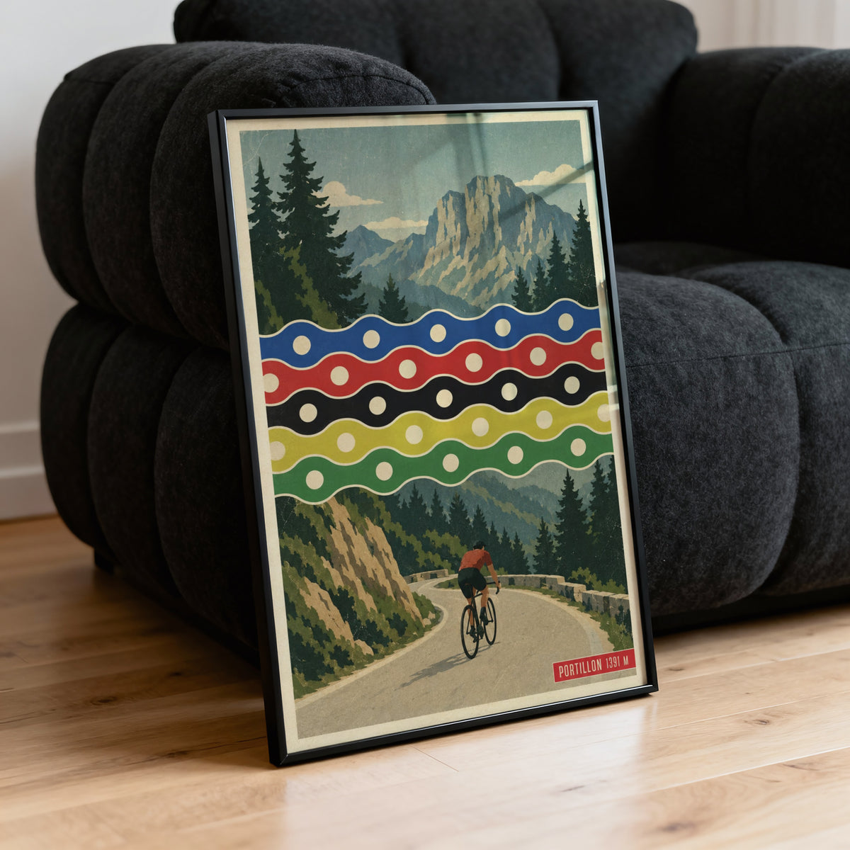 Vintage Portillon Cycling Poster, Mountain Road Wall Art