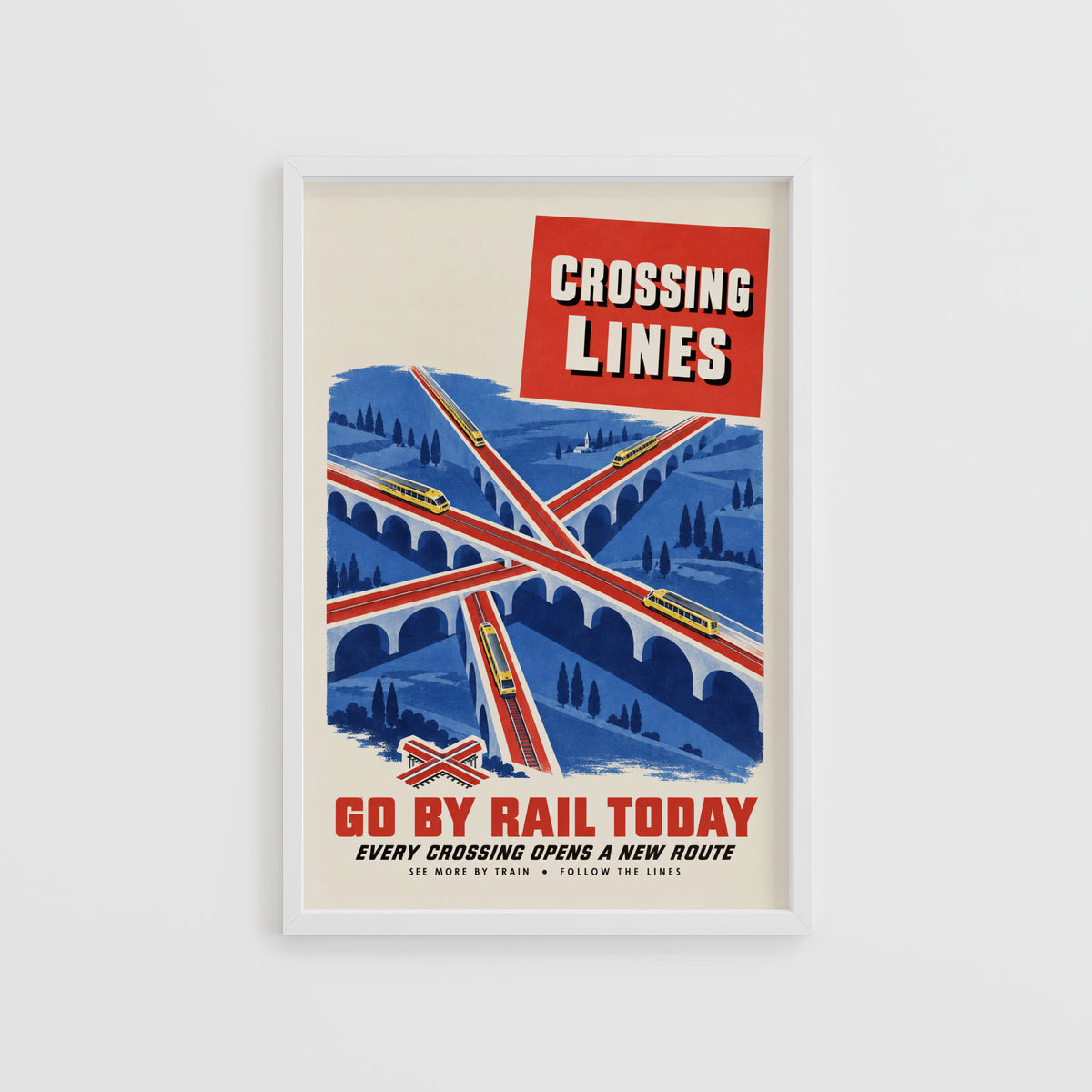 Vintage Train Print Poster, Railway Viaduct Wall Art
