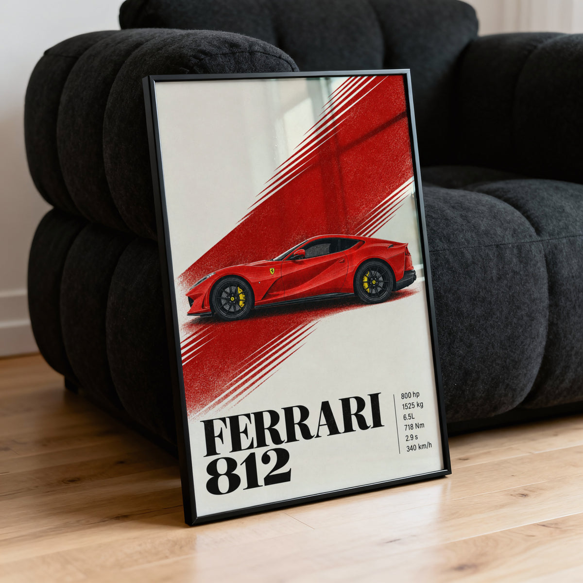 Vintage Ferrari 812 Print, Red Supercar Wall Art
