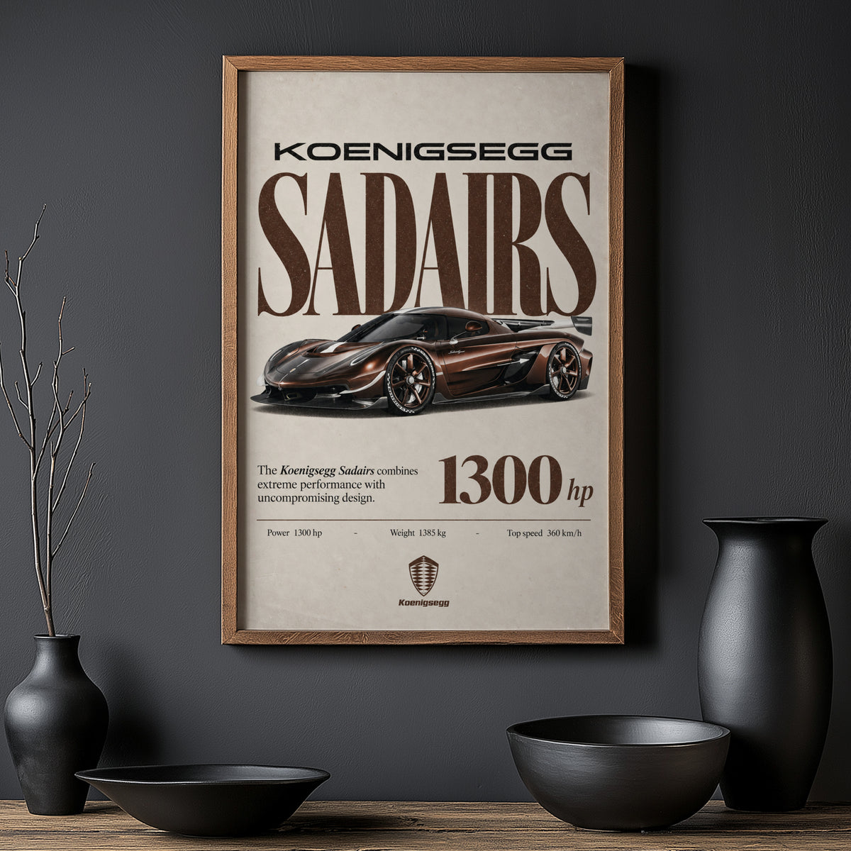 Vintage Koenigsegg Sadairs Print, Supercar Wall Art