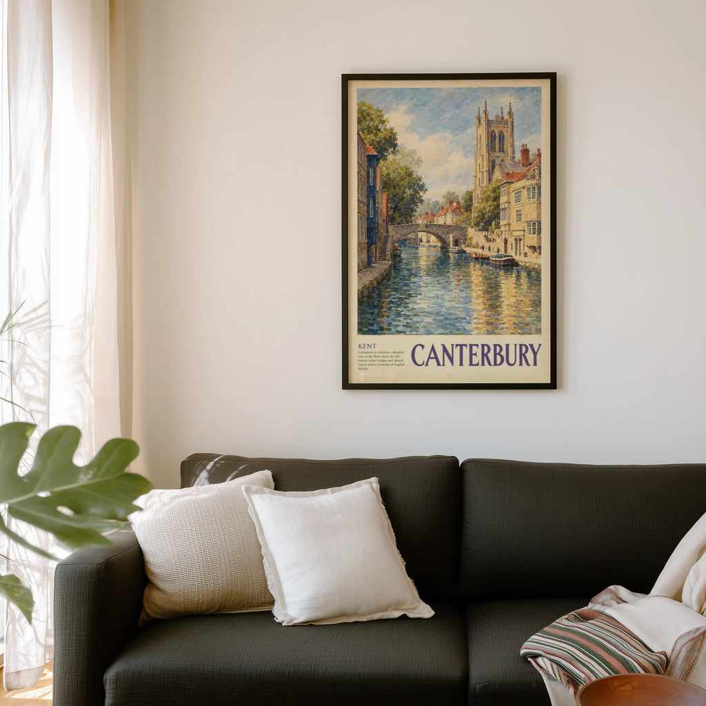 Vintage Canterbury Poster, Kent River Stour Wall Art Print