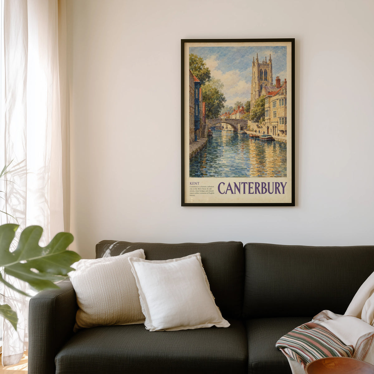 Vintage Canterbury Poster, Kent River Stour Wall Art Print