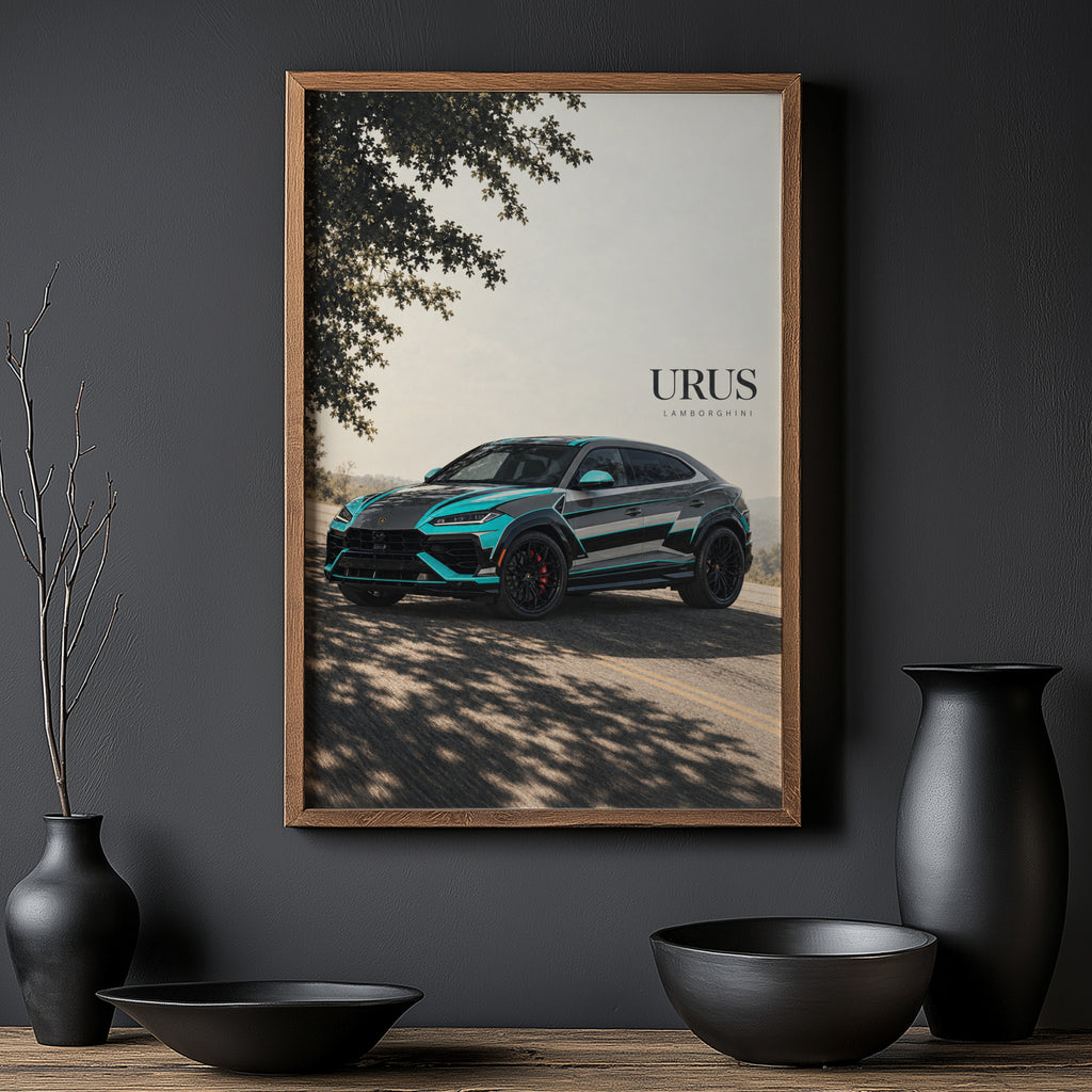 Vintage Lamborghini Urus Print, Supercar Wall Art
