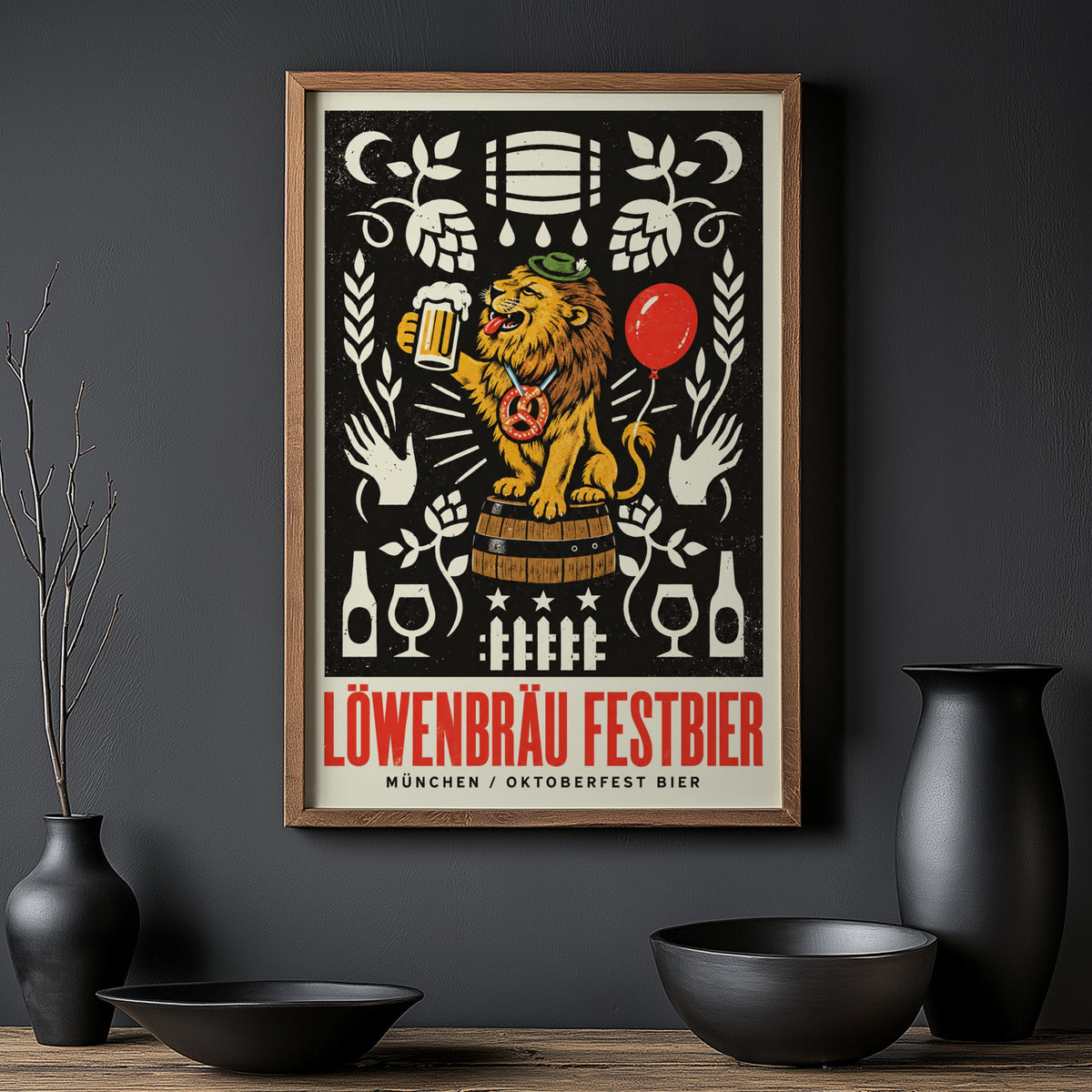 Vintage Lowenbrau Beer Print, Oktoberfest Poster