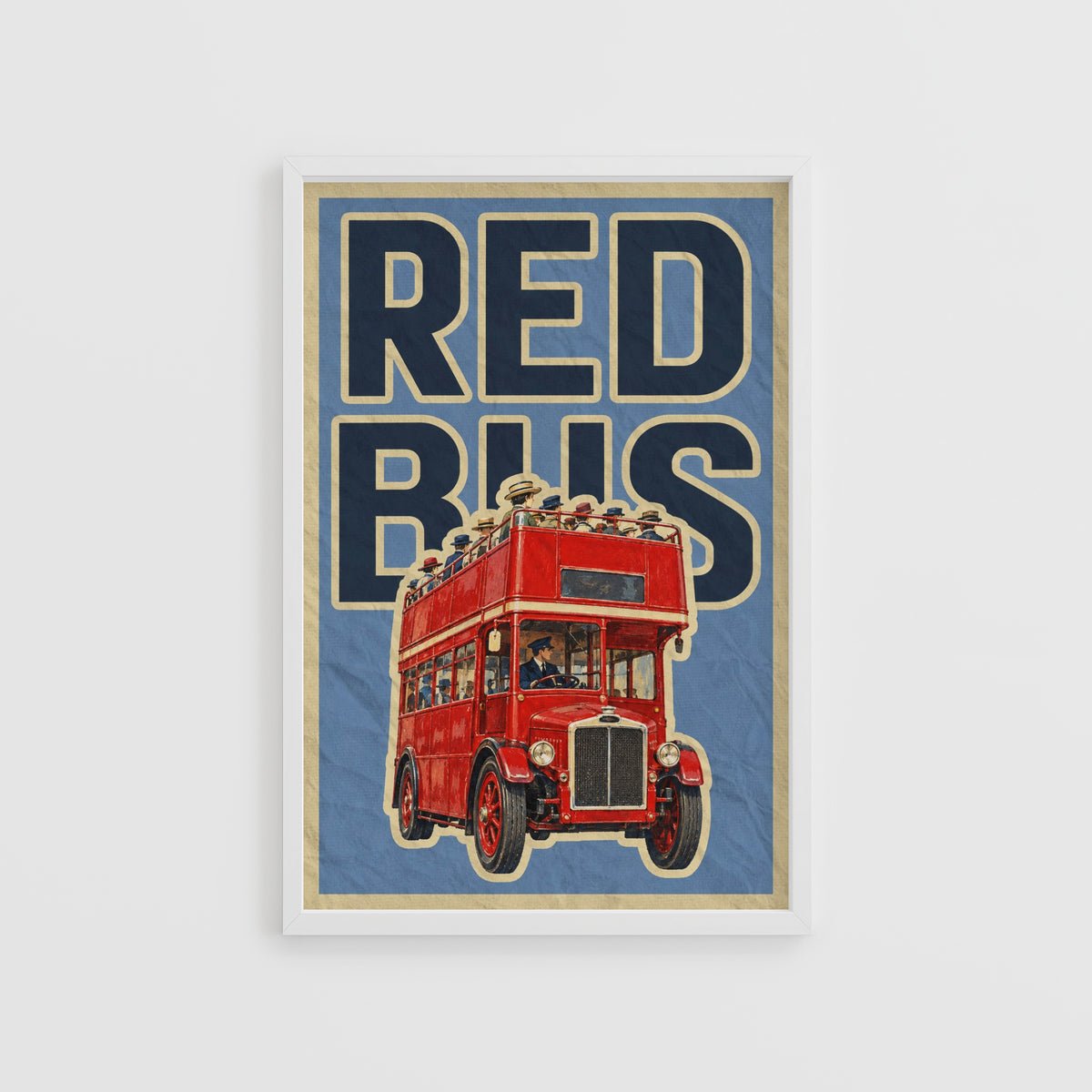 Vintage London Red Bus Poster, Double Decker Wall Art Print