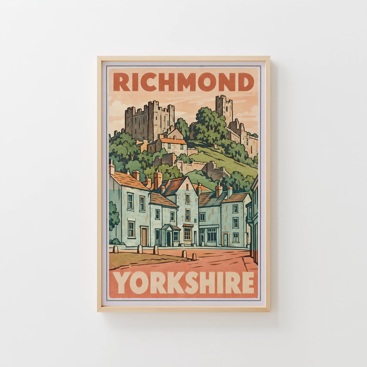Vintage Richmond Yorkshire Poster, Castle Wall Art Print