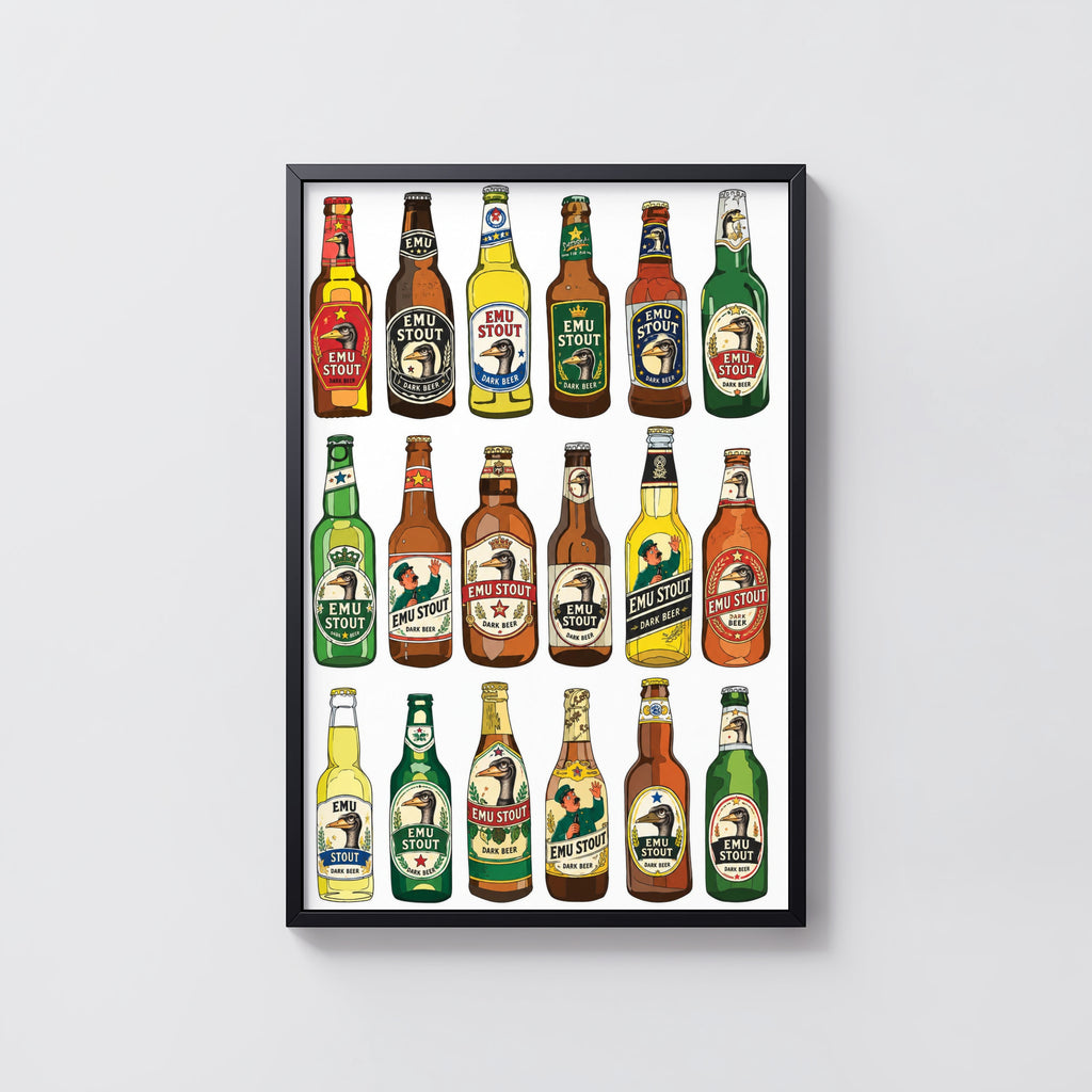 Vintage Emu Stout Beer Print and Poster, Dark Beer Art