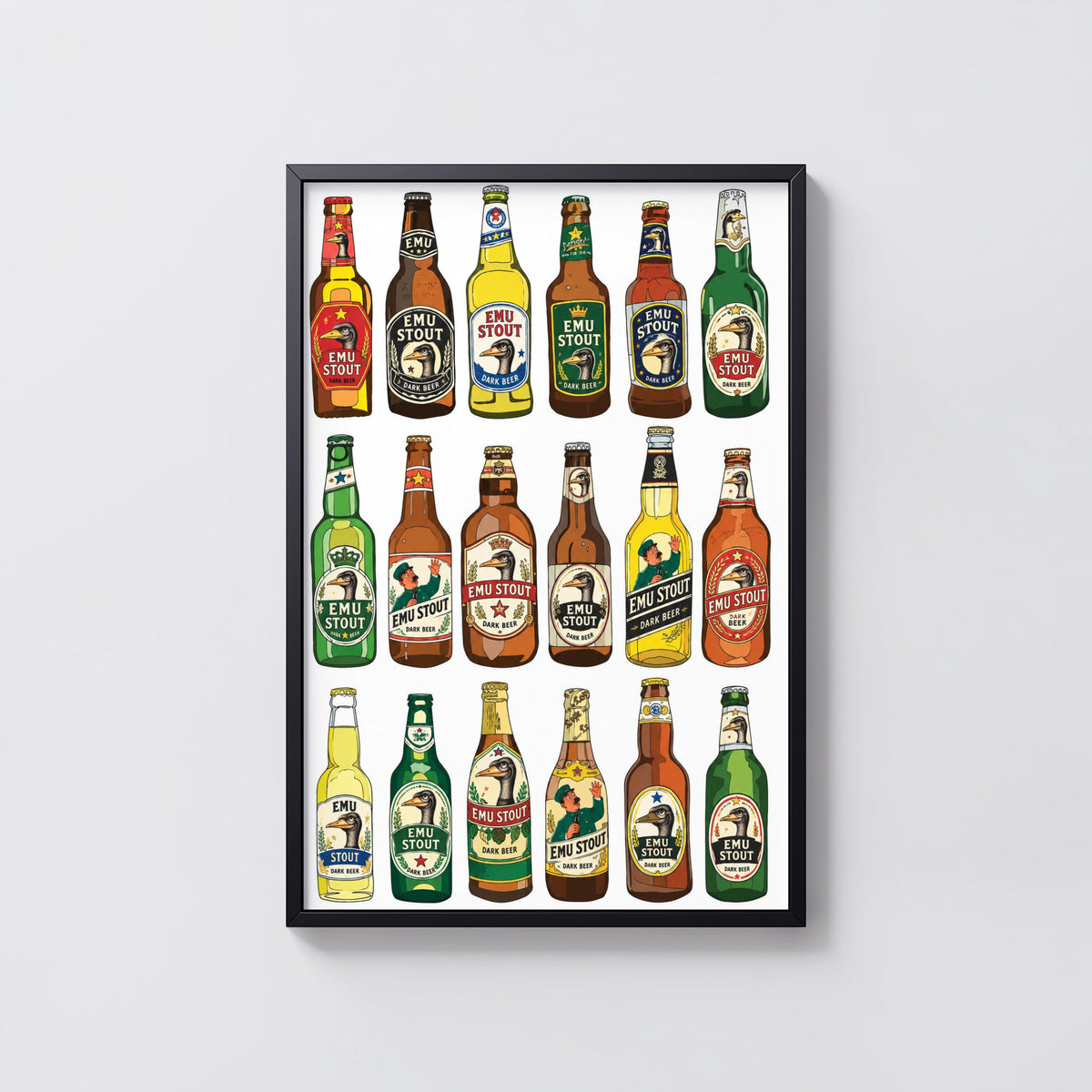Vintage Emu Stout Beer Print and Poster, Dark Beer Art