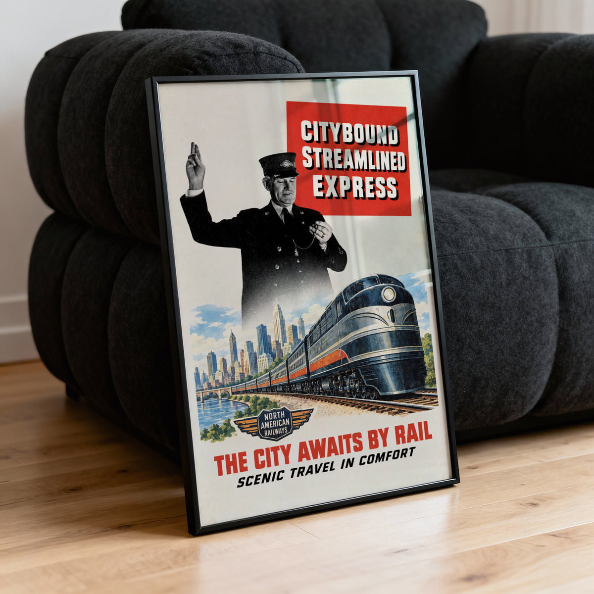 Vintage Train Print Poster, Streamlined Express Wall Art
