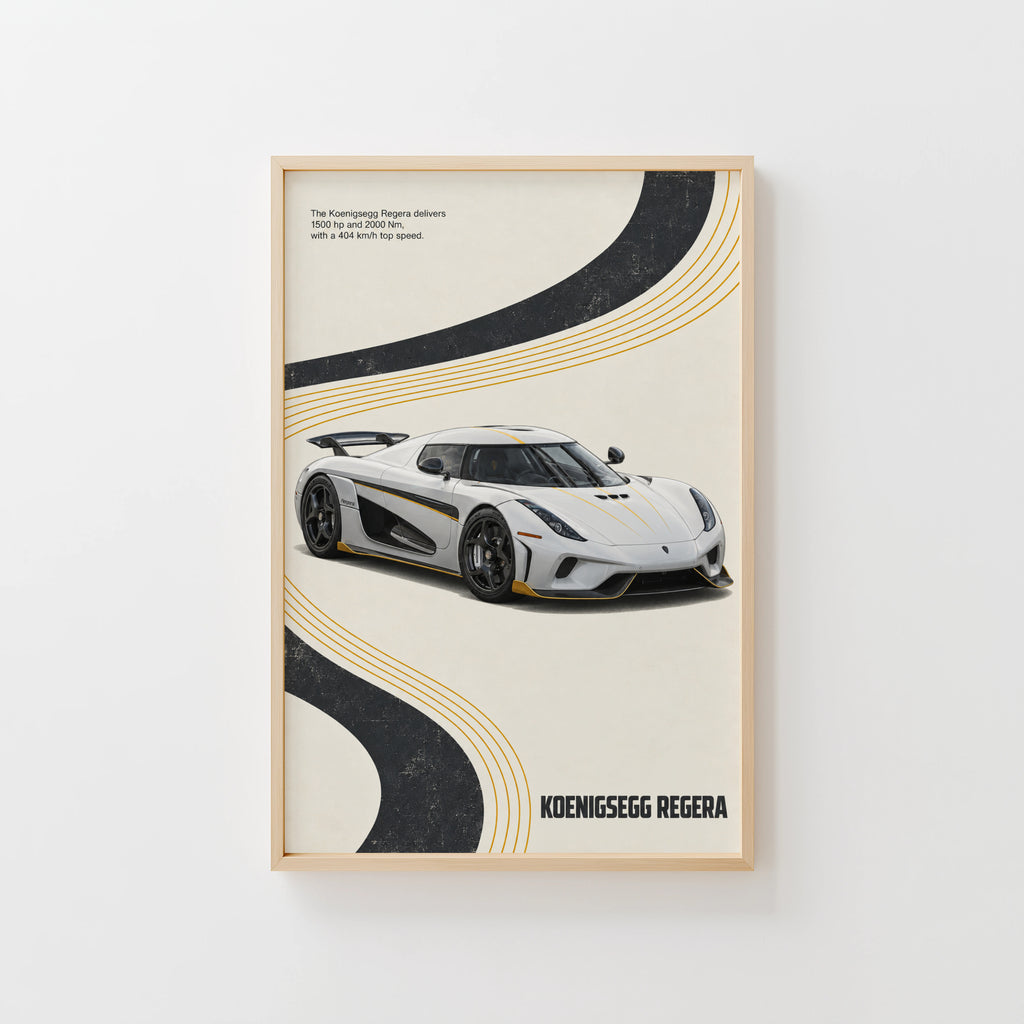 Vintage Koenigsegg Regera Print, Hypercar Wall Art