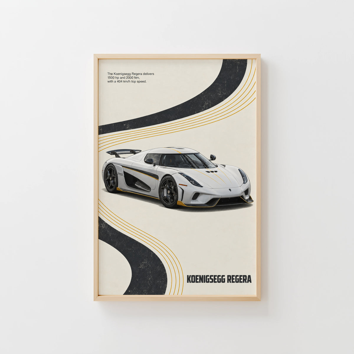Vintage Koenigsegg Regera Print, Hypercar Wall Art