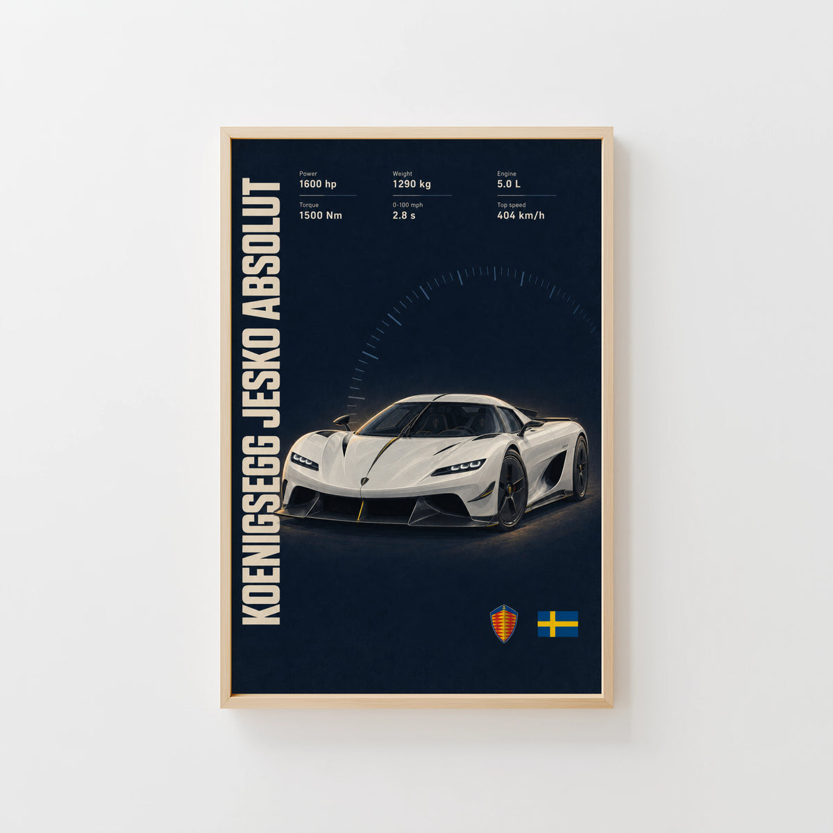 Vintage Koenigsegg Jesko Absolut Print, Supercar