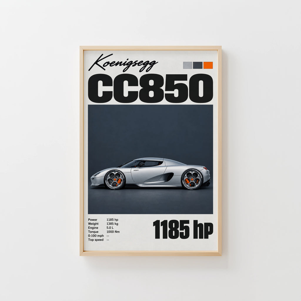 Vintage Koenigsegg CC850 Print, Supercar Wall Art