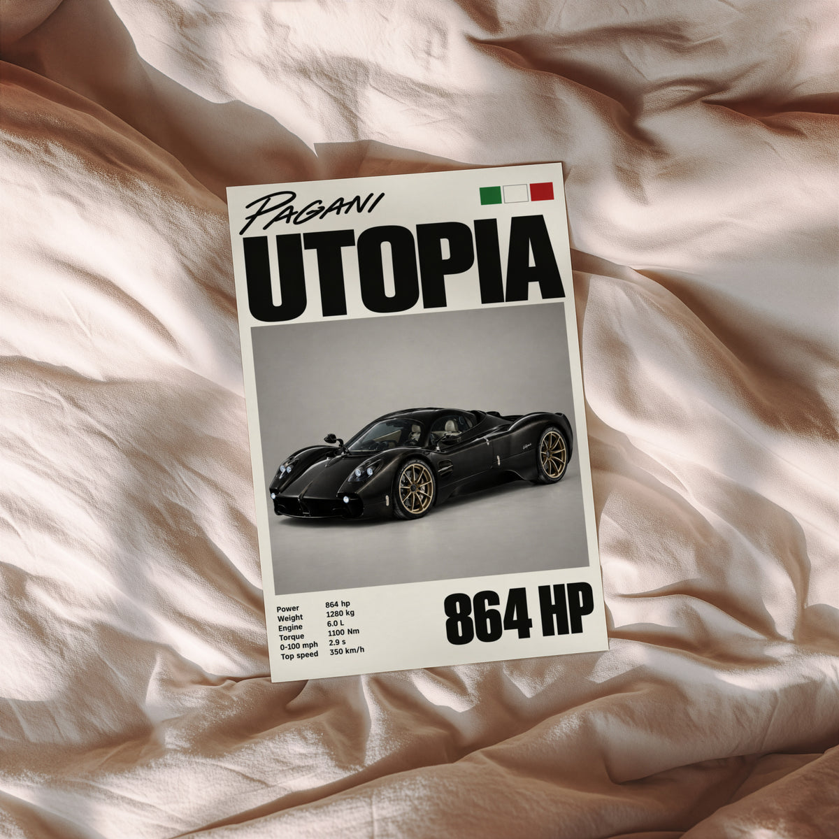 Vintage Pagani Utopia Print, Supercar Wall Art