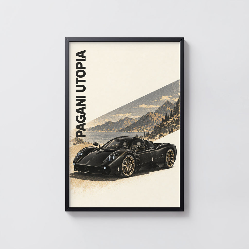 Vintage Pagani Utopia Print, Supercar Wall Art