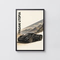 Vintage Pagani Utopia Print, Supercar Wall Art