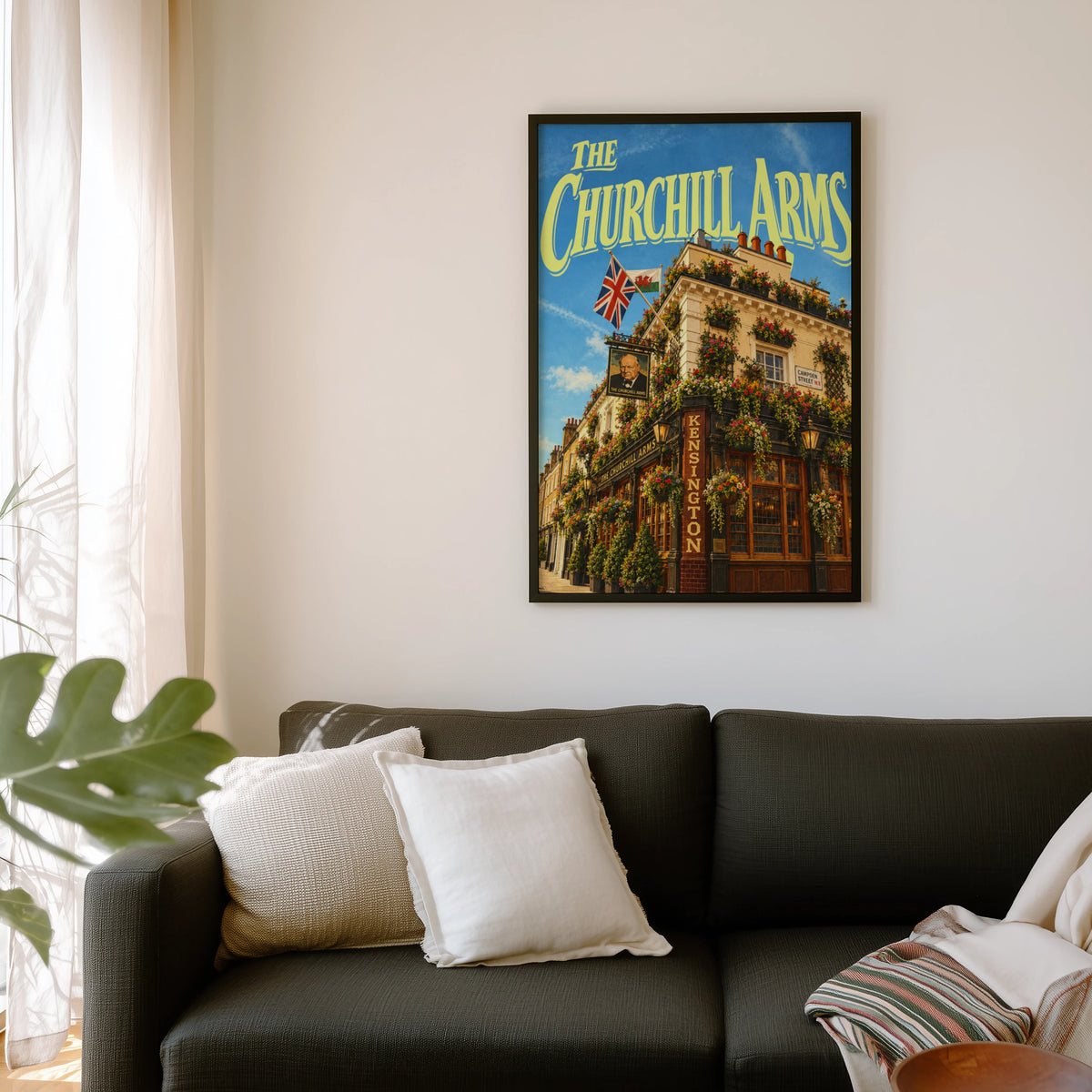 Vintage Churchill Arms Kensington London Poster, Pub Print