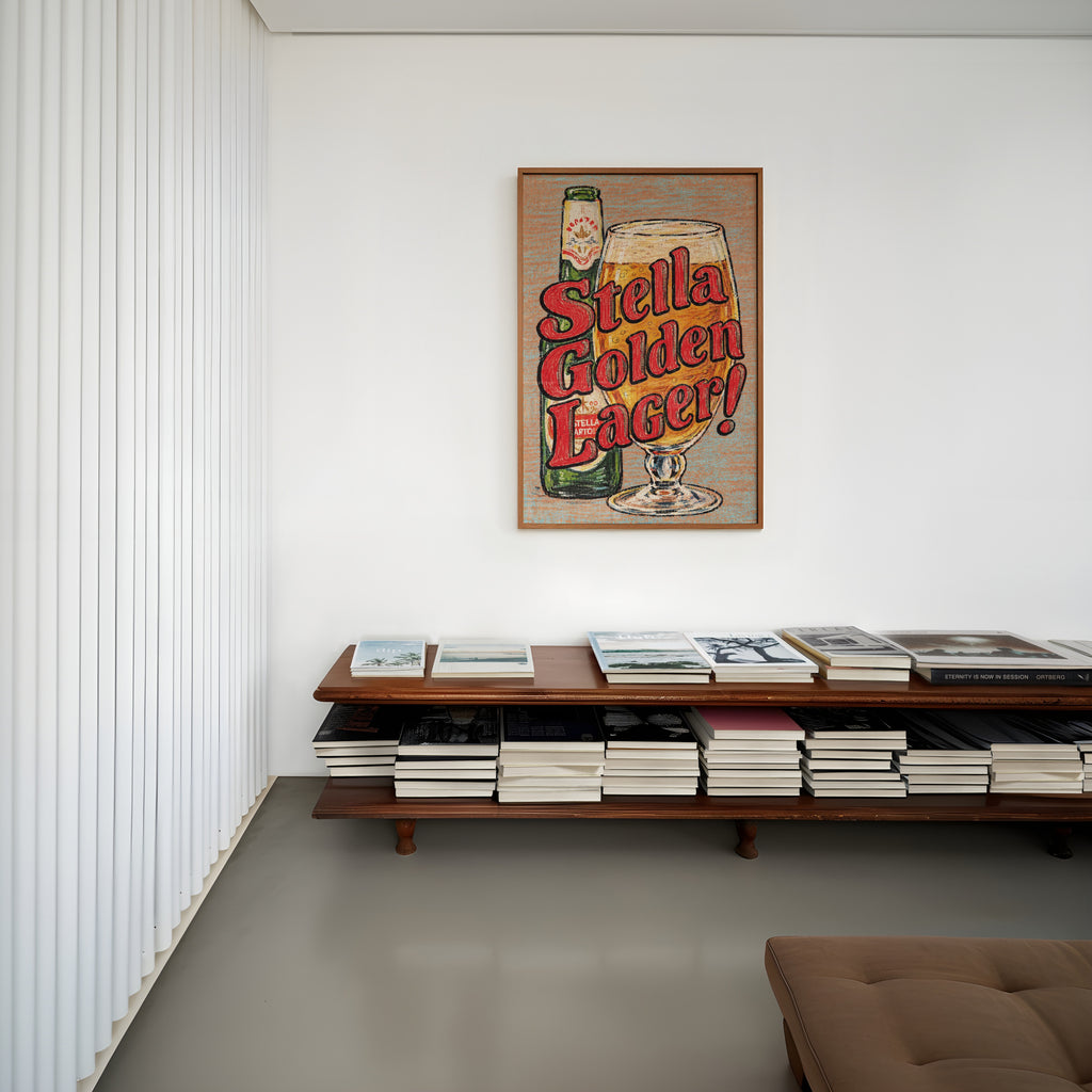 Vintage Stella Artois Beer Print, Lager Poster Pub Art