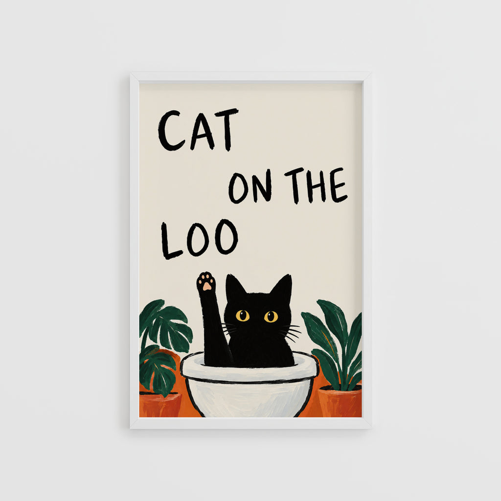 Vintage Cat Print Poster, Funny Bathroom Wall Art