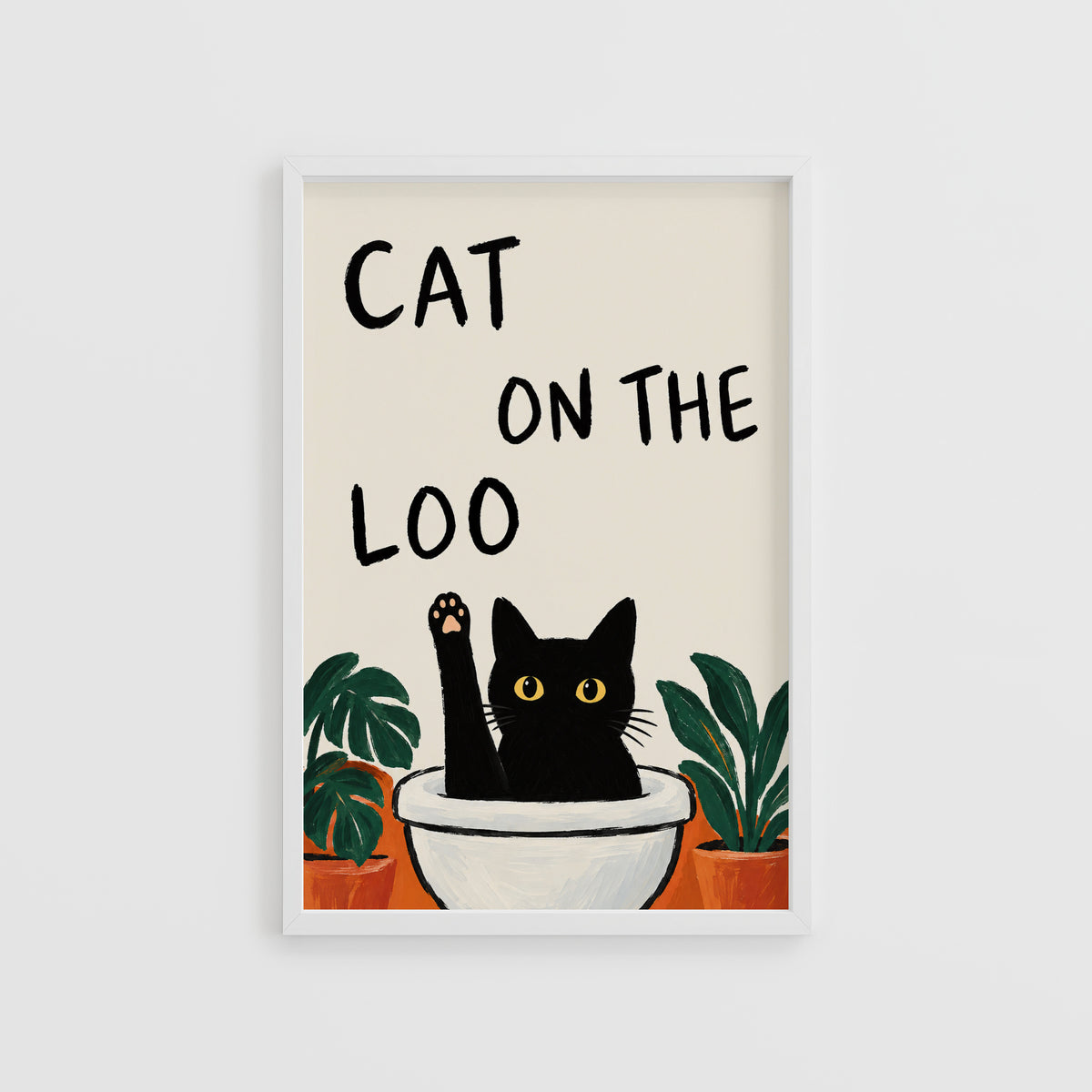 Vintage Cat Print Poster, Funny Bathroom Wall Art