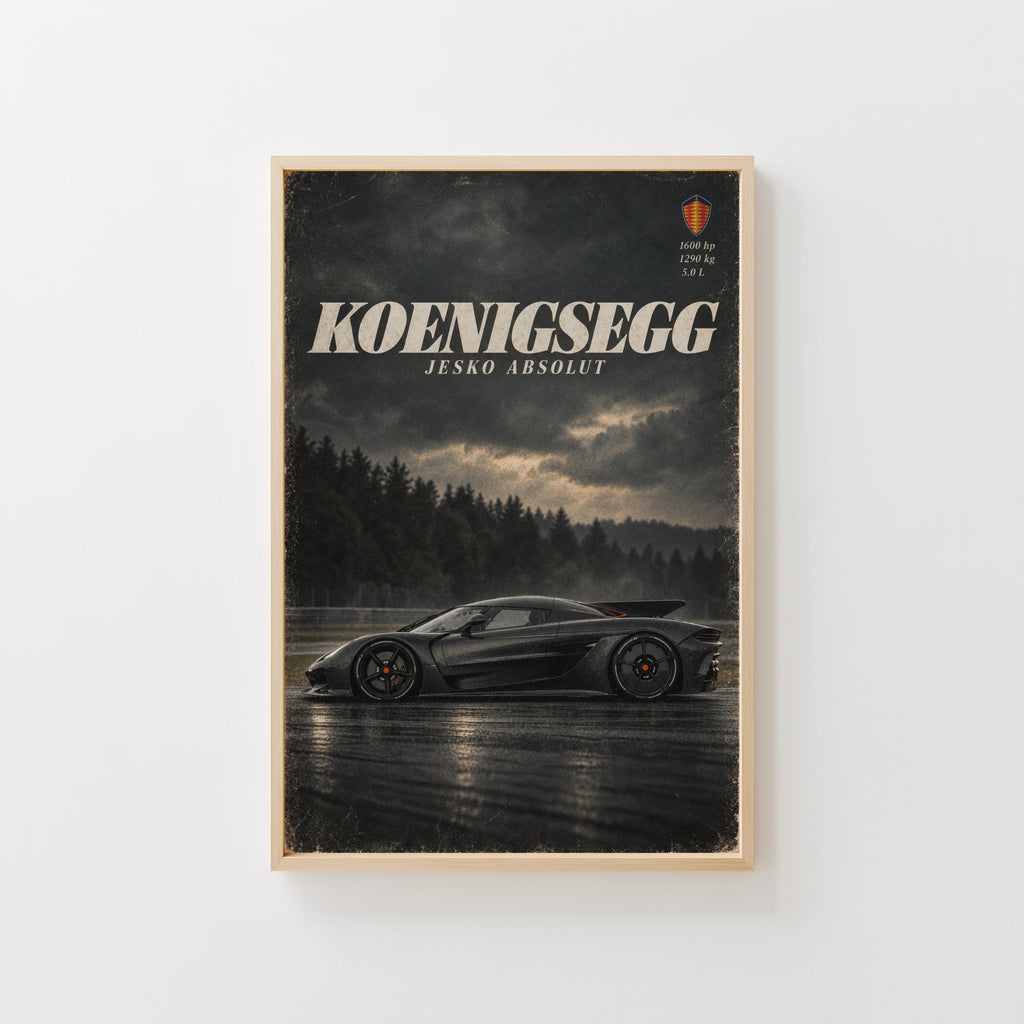 Vintage Koenigsegg Jesko Absolut Print, Hypercar