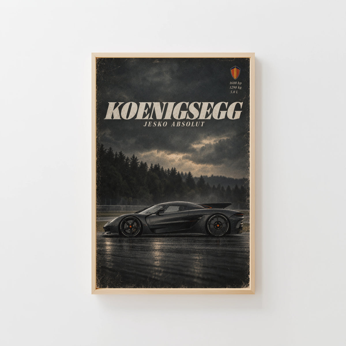Vintage Koenigsegg Jesko Absolut Print, Hypercar