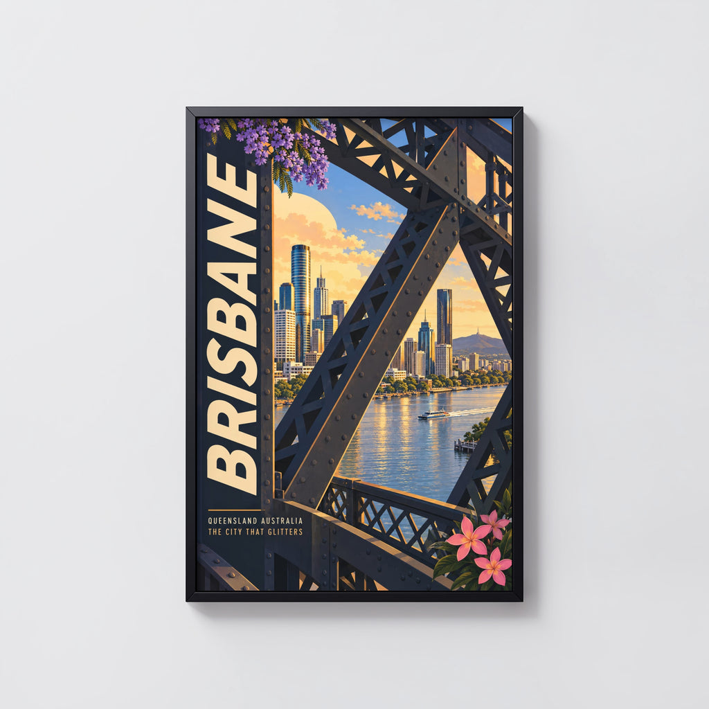 Vintage Brisbane Poster, Story Bridge Wall Art