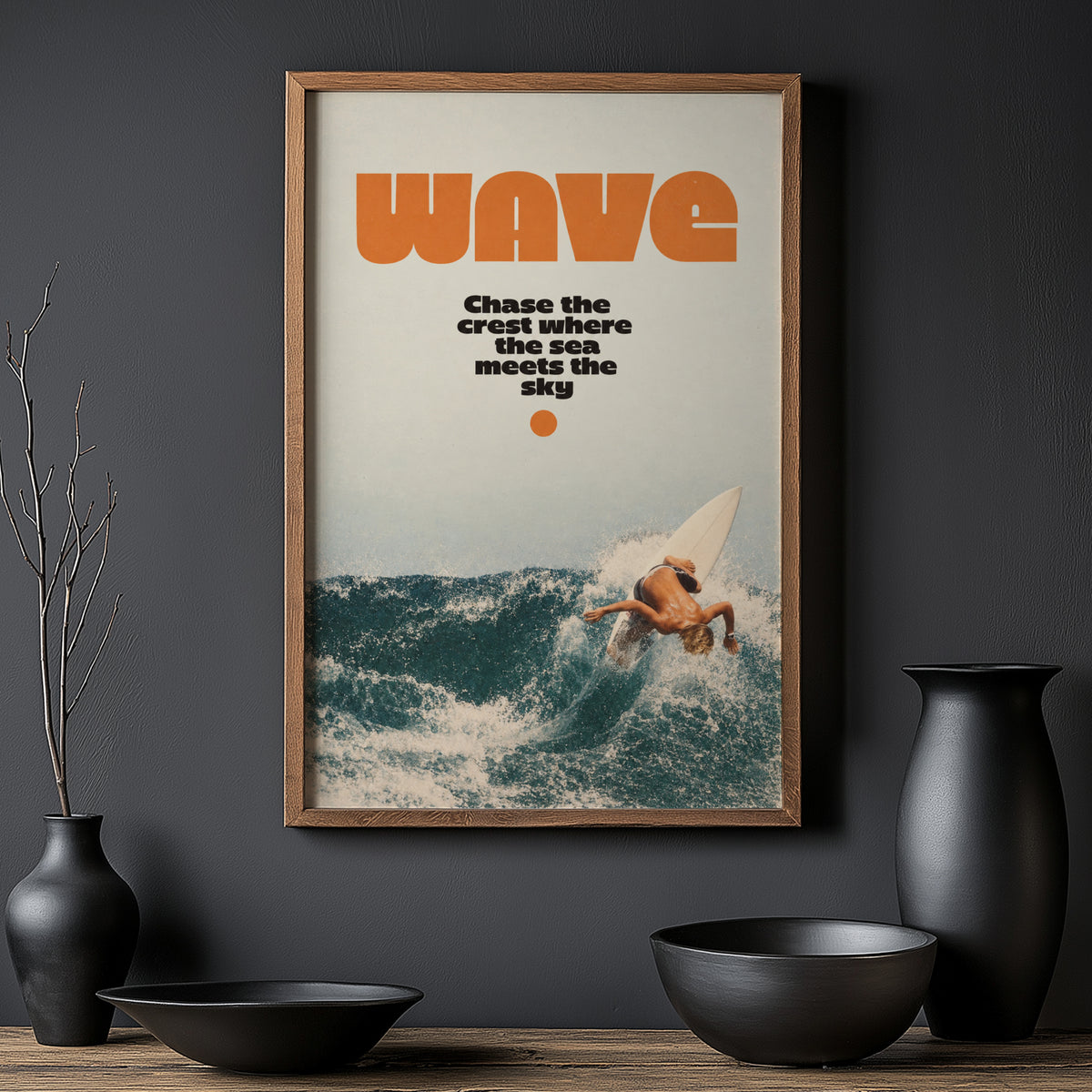 Vintage Surf Print, Retro Wave Poster, Surfer Wall Art