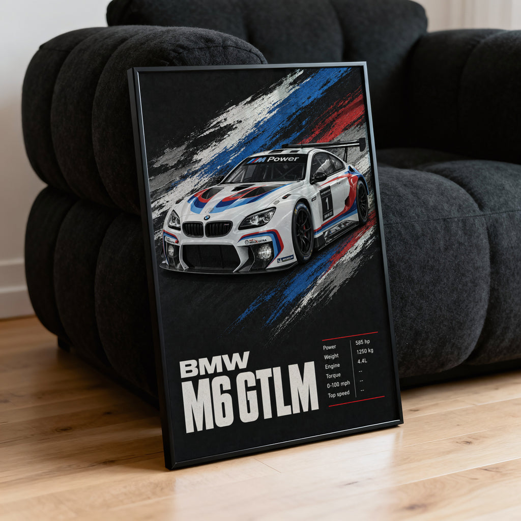 Vintage BMW M6 GTLM Race Car Print, Wall Art