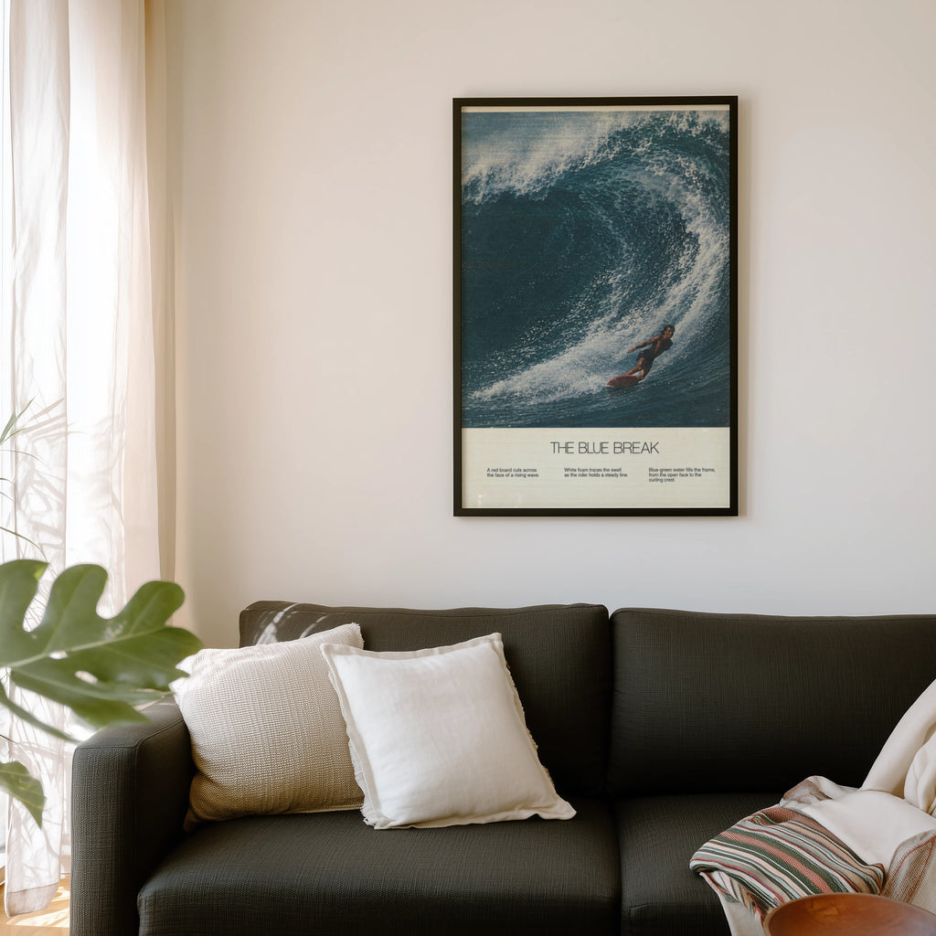 Vintage Surf Print, Surfing Poster, Big Wave Wall Art