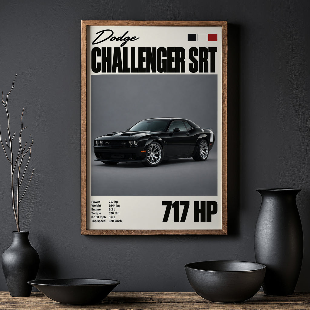 Vintage Dodge Challenger SRT Print, Muscle Car