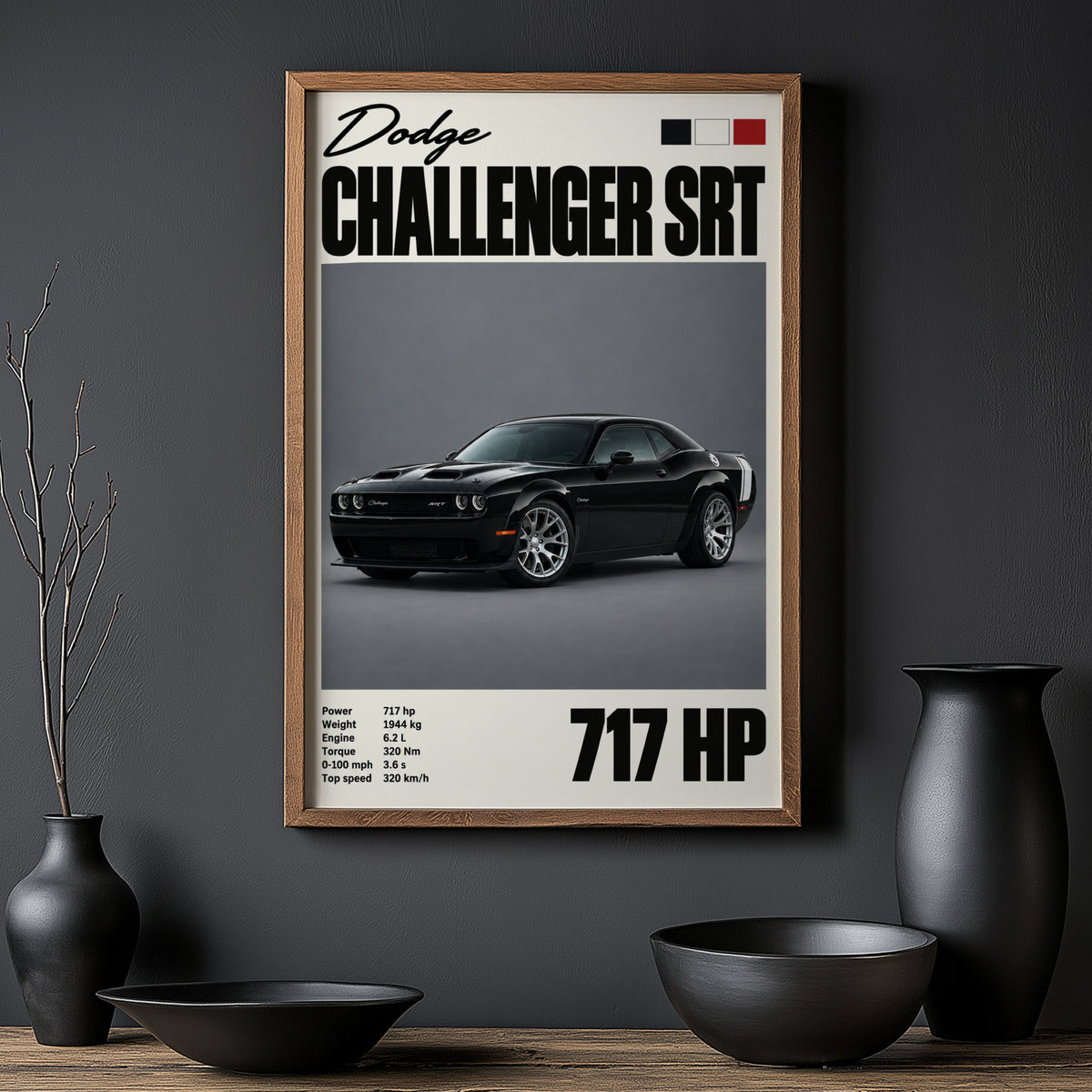 Vintage Dodge Challenger SRT Print, Muscle Car