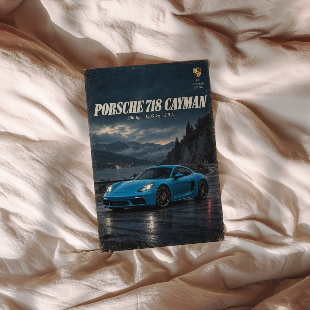 Vintage Porsche 718 Cayman Print, Sports Car