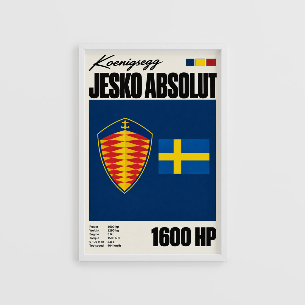 Vintage Koenigsegg Jesko Absolut Print, Car Wall Art