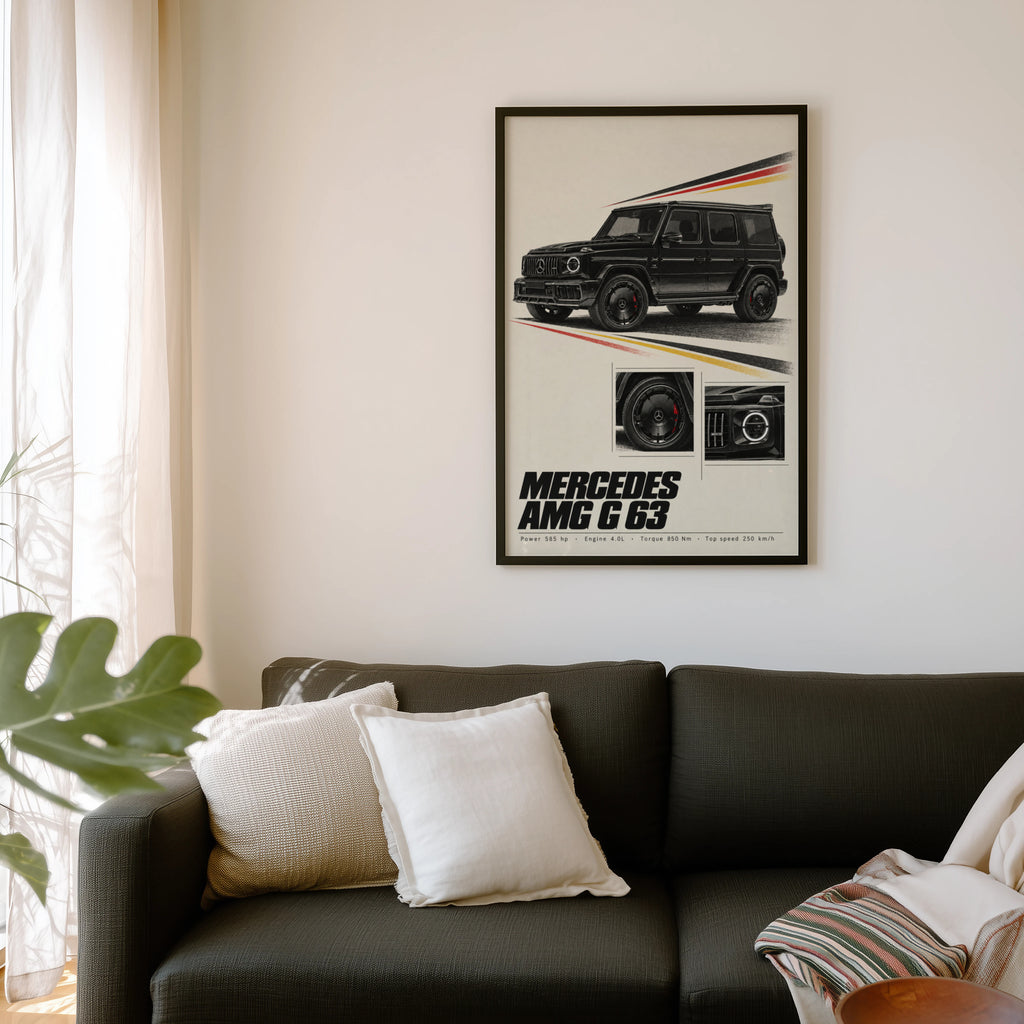 Vintage Mercedes AMG G63 Print, SUV Wall Art