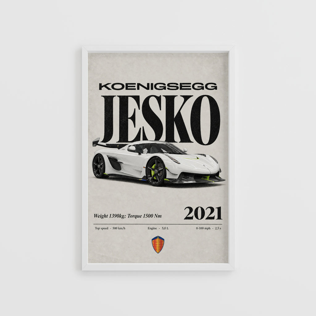 Vintage Koenigsegg Jesko Print, Supercar Wall Art