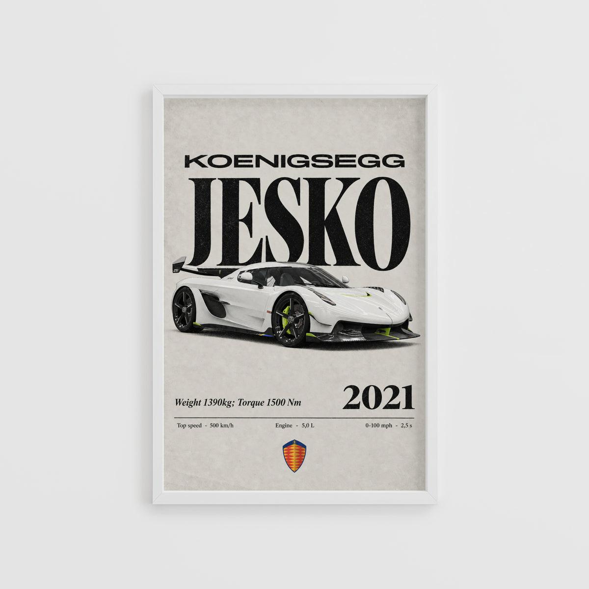 Vintage Koenigsegg Jesko Print, Supercar Wall Art