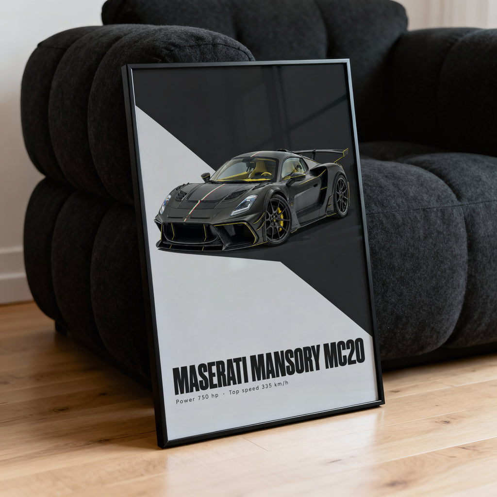 Vintage Maserati MC20 Print, Supercar Wall Art