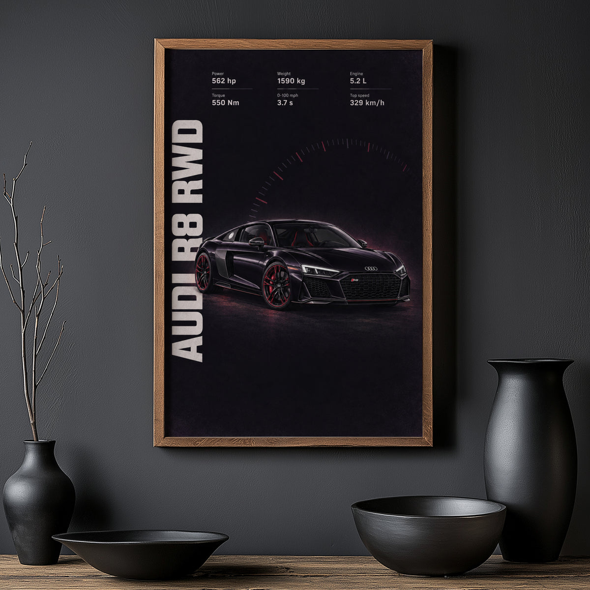 Vintage Audi R8 Print, Car Poster, Supercar Wall Art