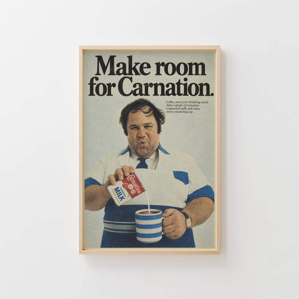 Vintage Carnation Milk Poster, Retro Kitchen Wall Art Print