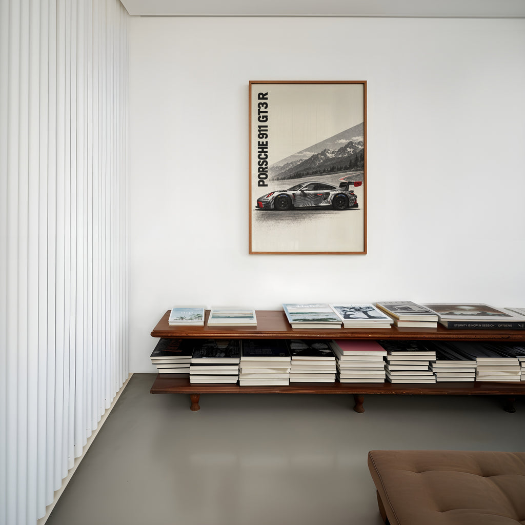 Vintage Porsche 911 GT3 R Print, Racing Wall Art