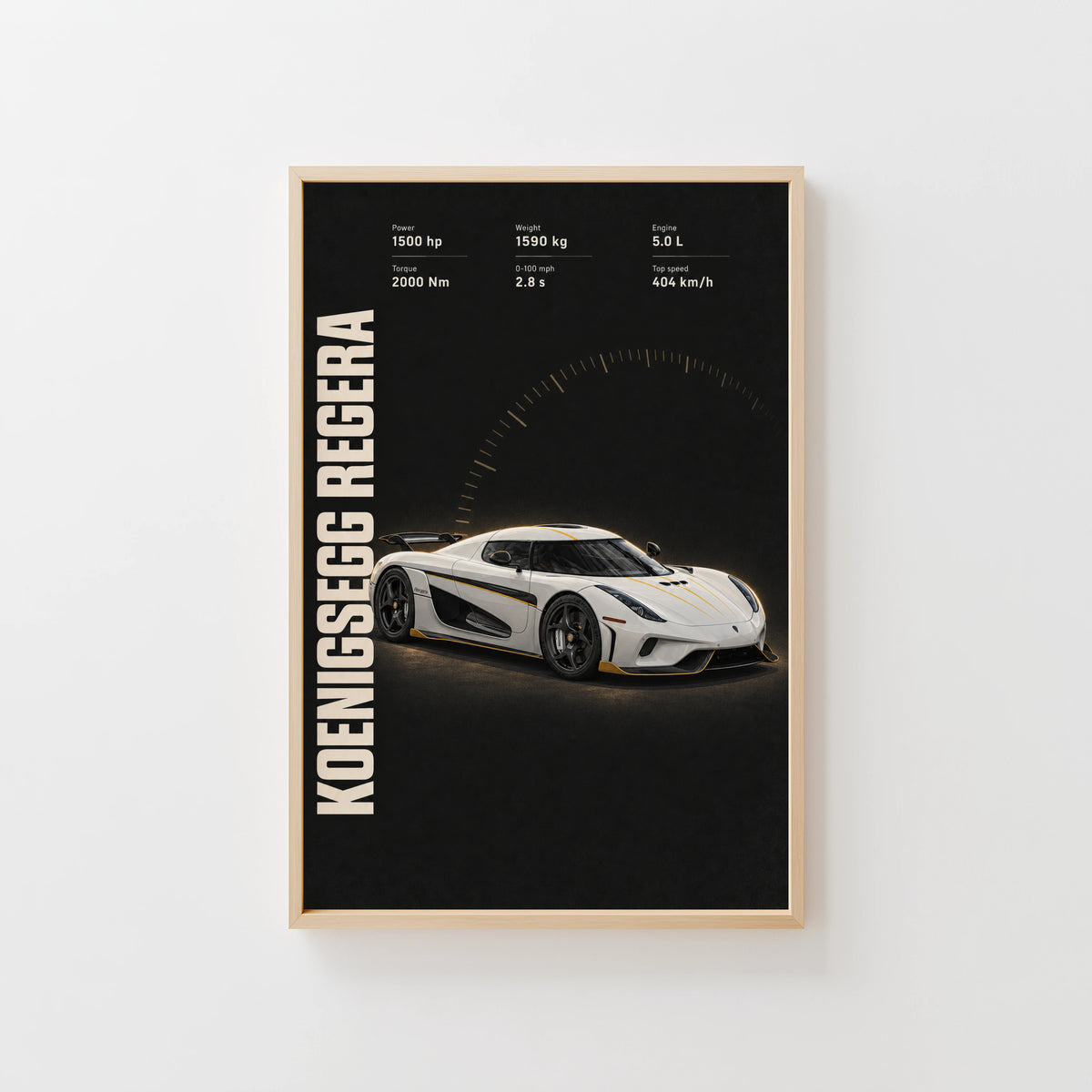 Vintage Koenigsegg Regera Print, Supercar Wall Art