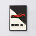 Vintage Ferrari 812 Car Print, Supercar Wall Art