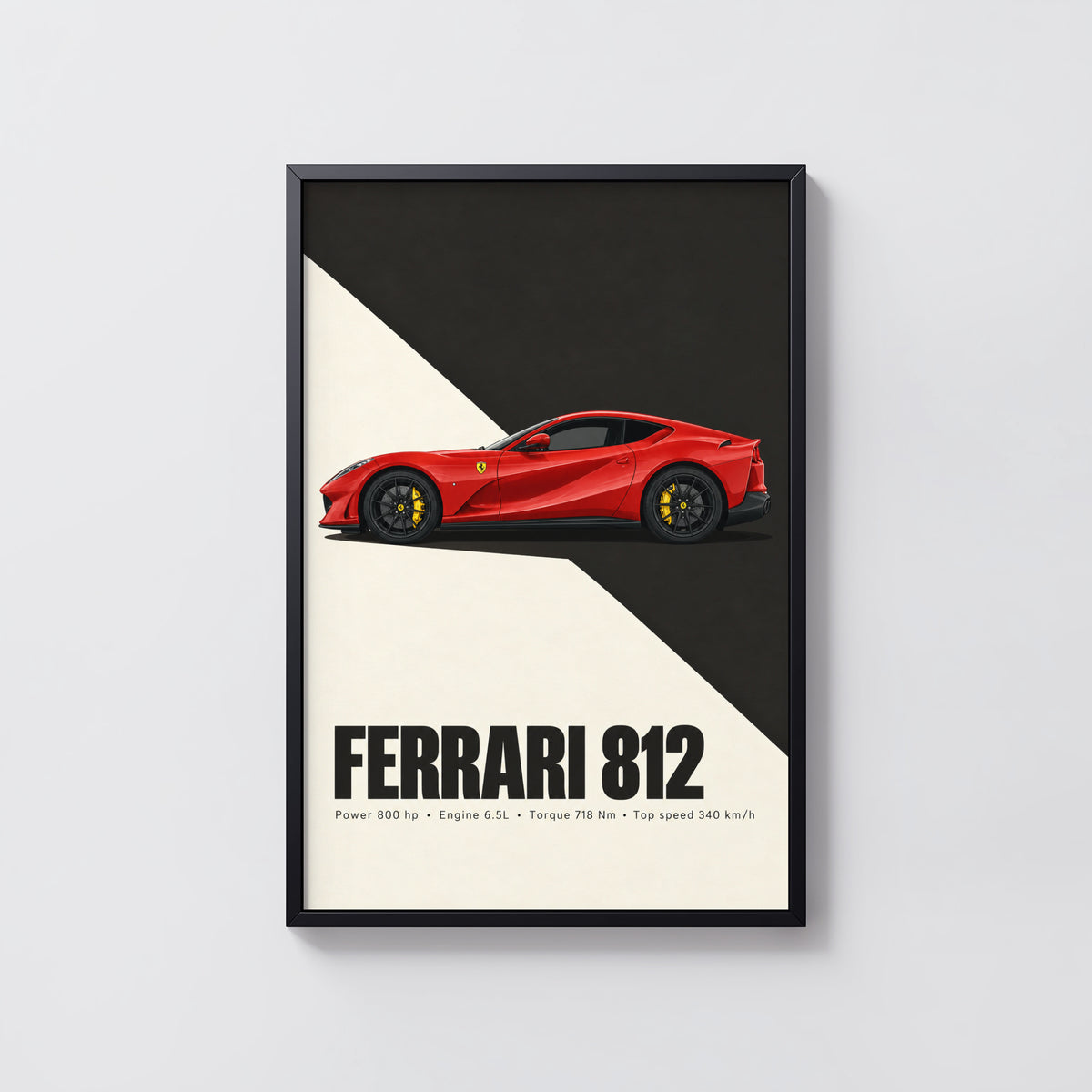 Vintage Ferrari 812 Car Print, Supercar Wall Art