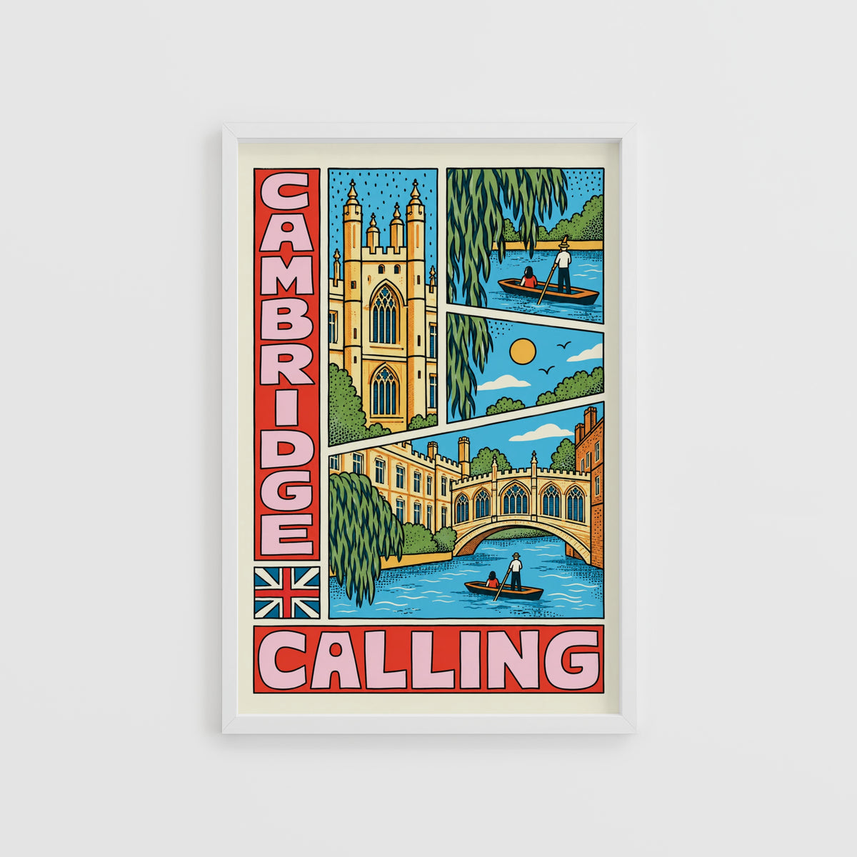 Vintage Cambridge Poster, England Wall Art, Punting Print
