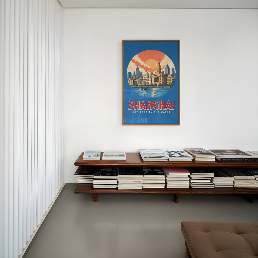 Vintage Shanghai Poster, Art Deco Bund Wall Art, Print