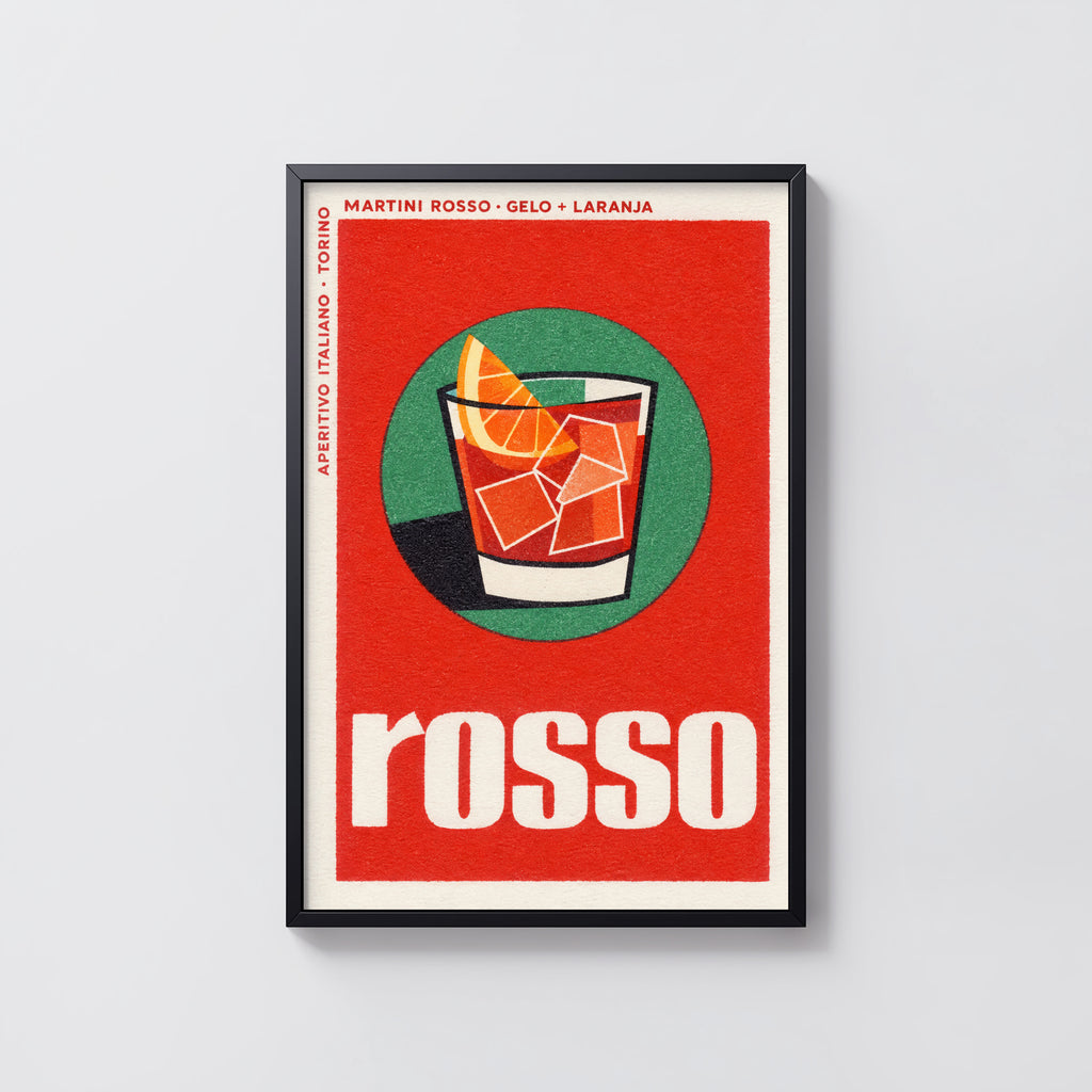 Vintage Martini Rosso Print Poster, Cocktail Wall Art