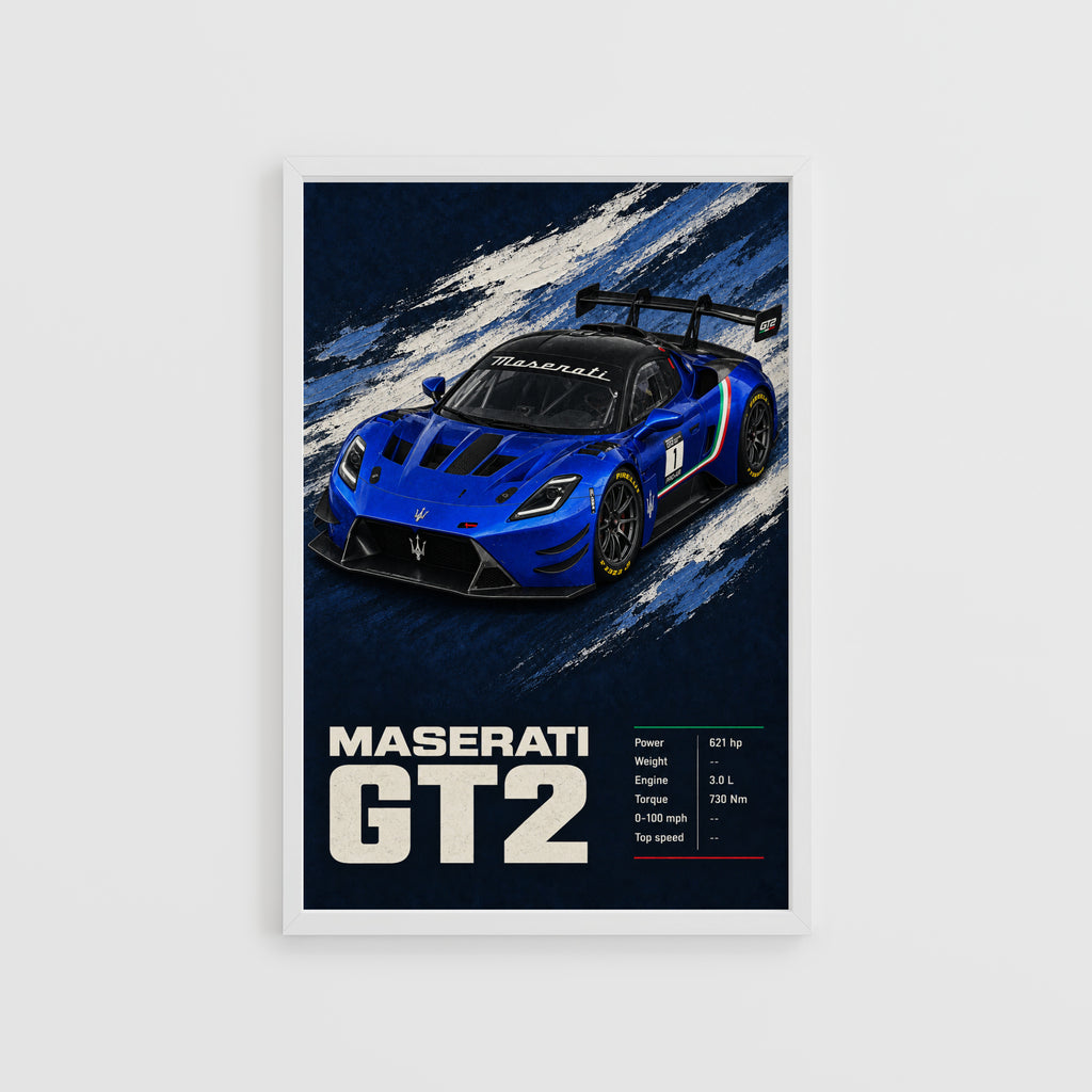 Vintage Maserati GT2 Print, Race Car Wall Art
